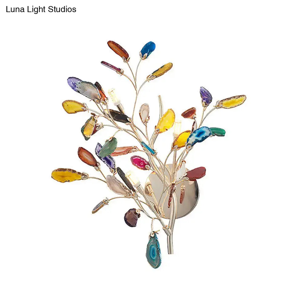 Artistic agate leaf wall light living area gemstone lighting fixture