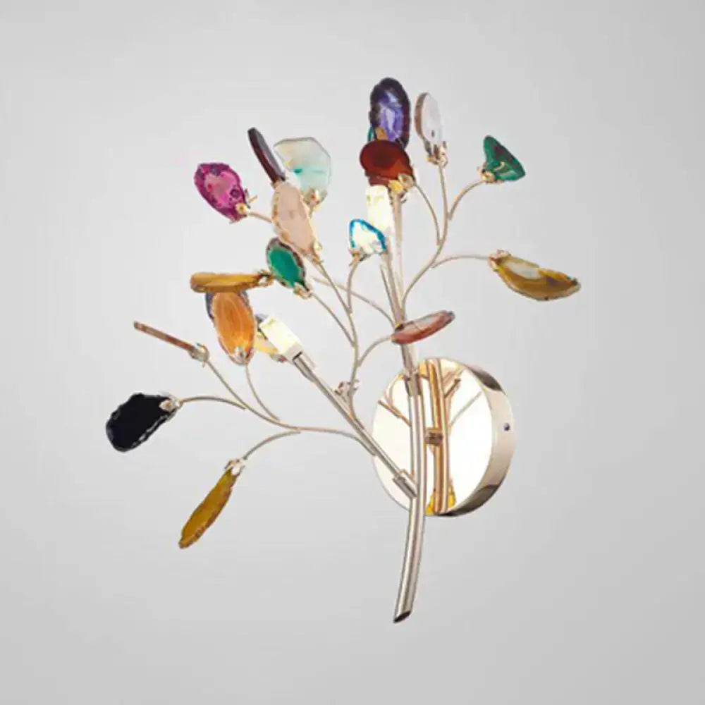 Artistic agate leaf wall light living area gemstone lighting fixture