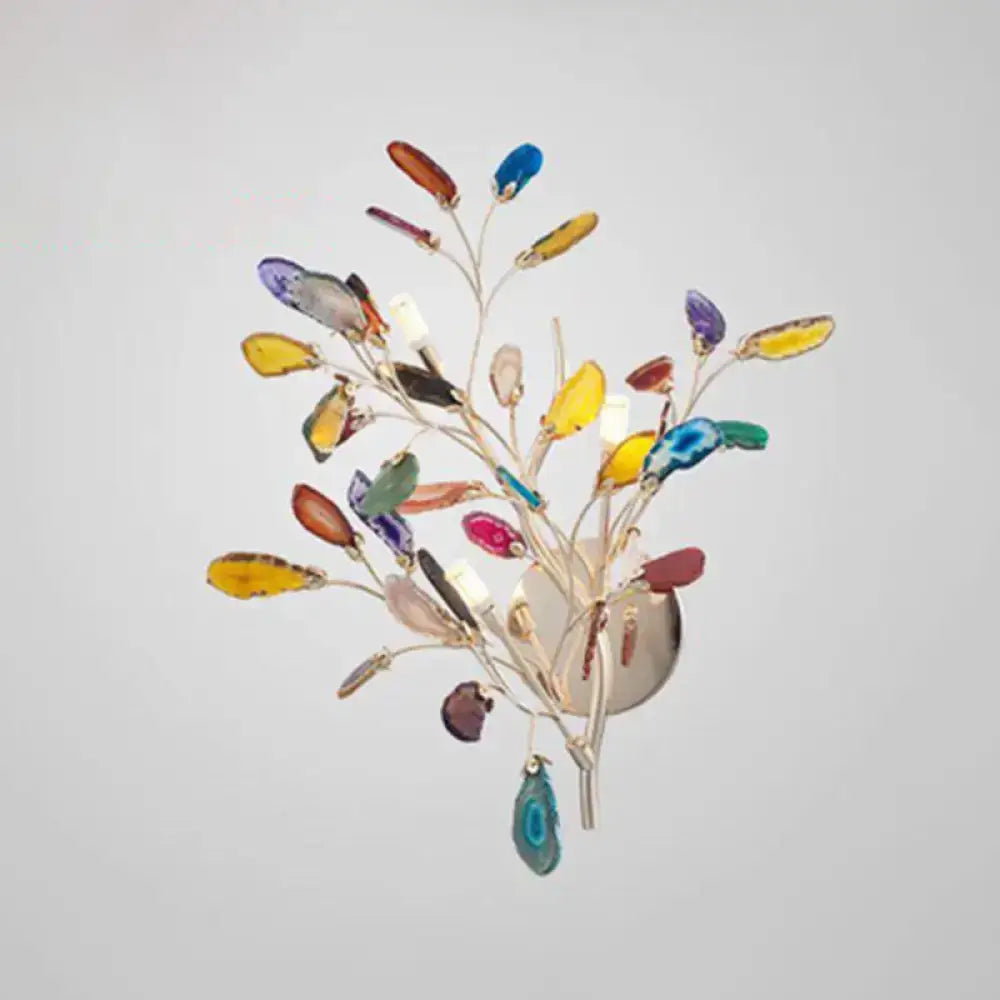 Artistic agate leaf wall light living area gemstone lighting fixture
