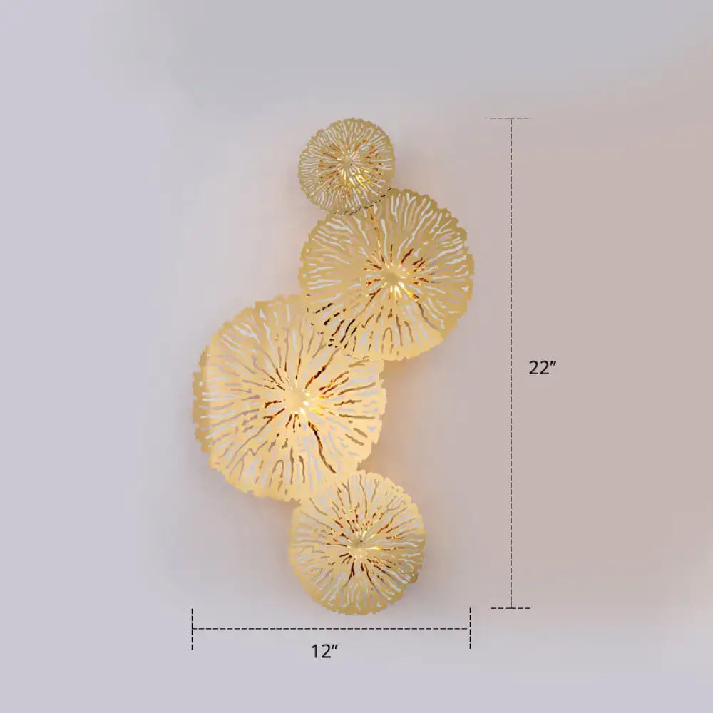 Artistic golden lotus leaf sconce light fixture living room wall art