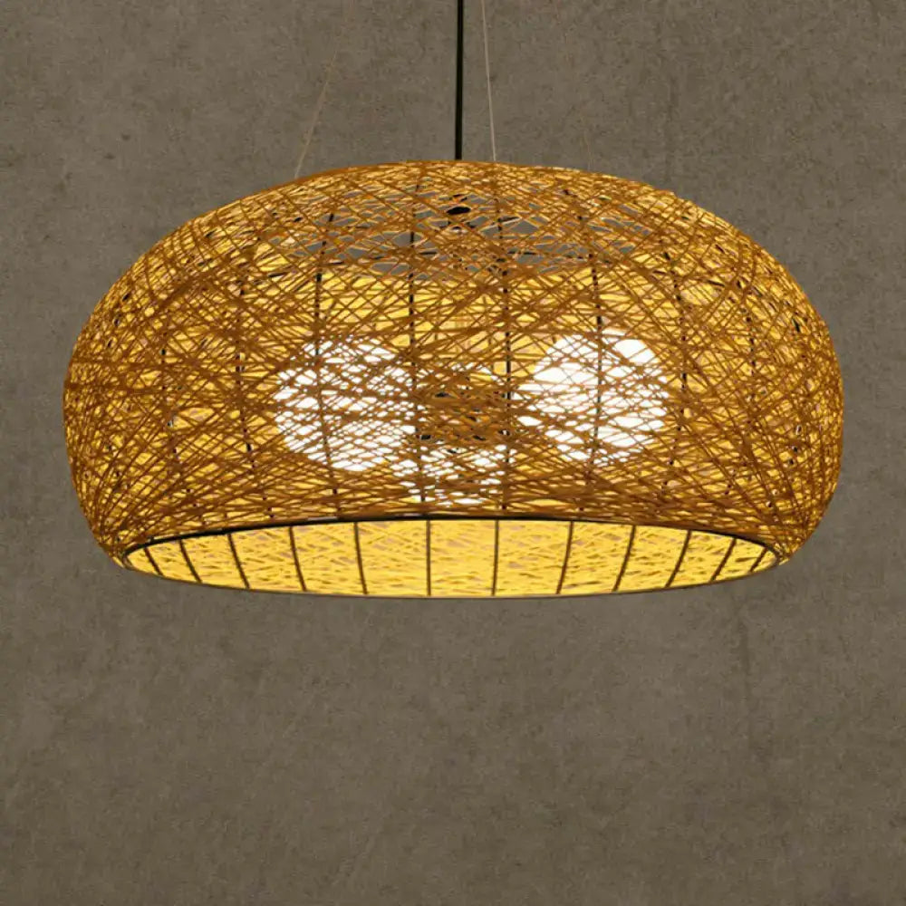 Asian rattan dome pendant light dining room e26 e27 bulb base