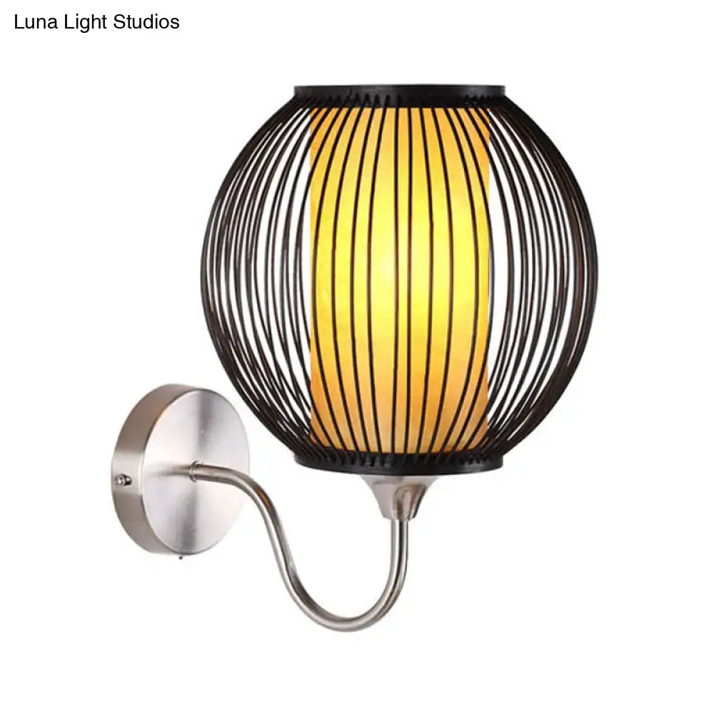Asian style black bamboo gooseneck wall lamp bedroom wall light