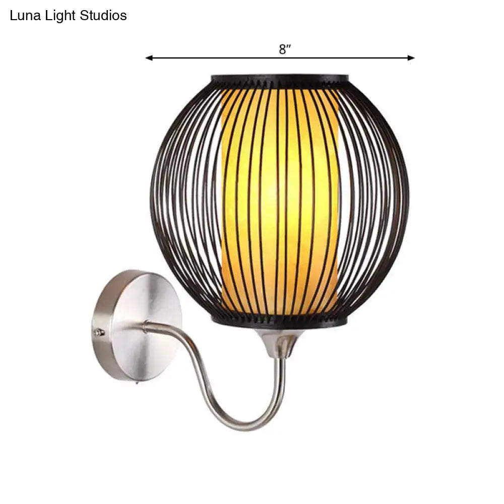 Asian style black bamboo gooseneck wall lamp bedroom wall light