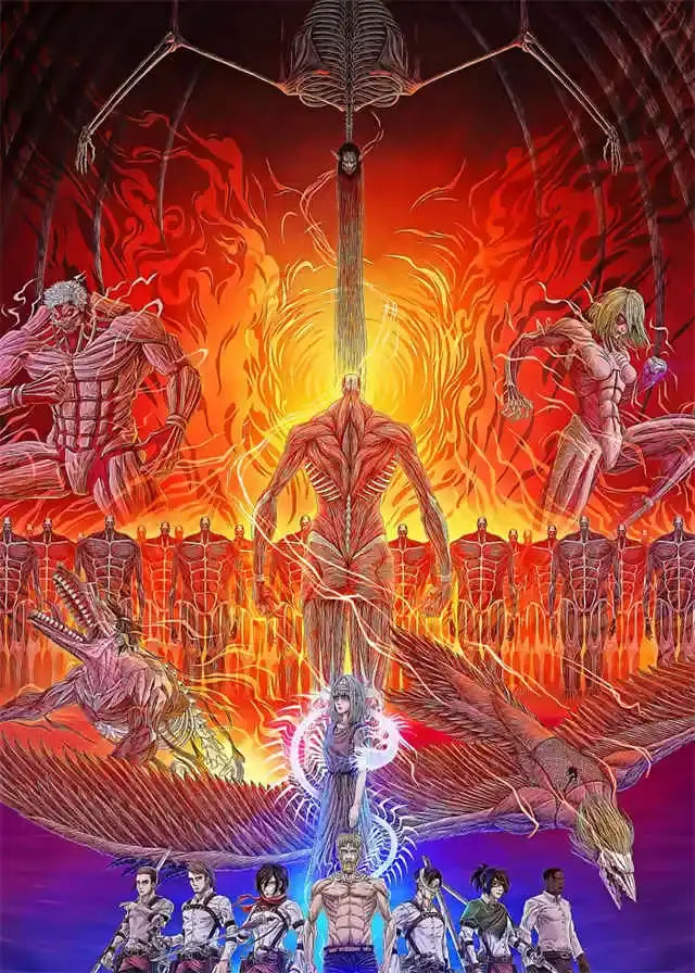 Aesthetic manga canvas attack on titan final season bedroom wall art