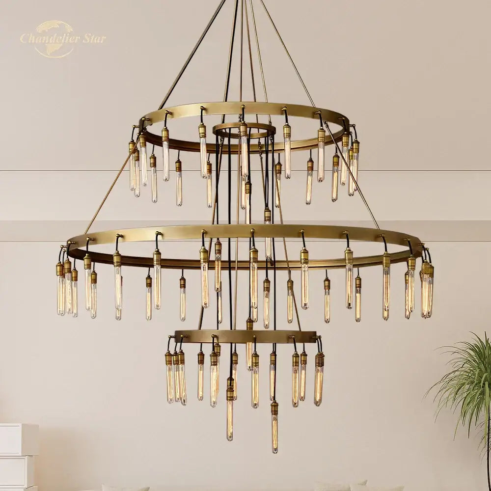 DecorBites™ Axis Black Brass LED Round Chandelier for Living & Dining Room