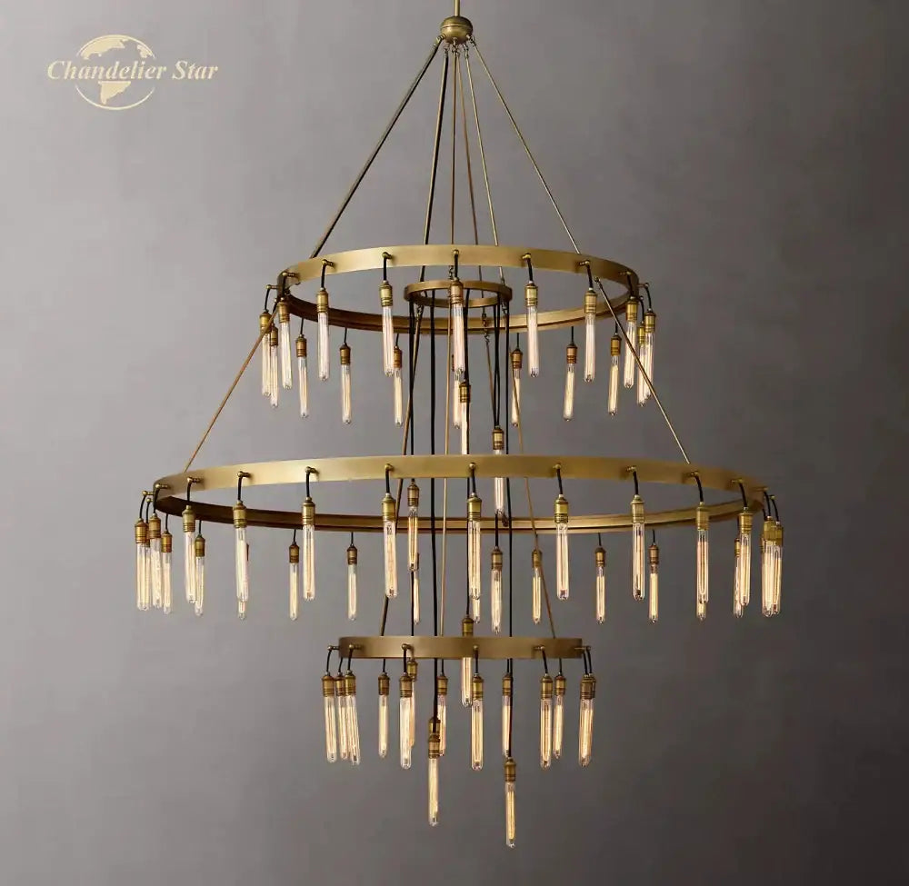 DecorBites™ Axis Black Brass LED Round Chandelier for Living & Dining Room