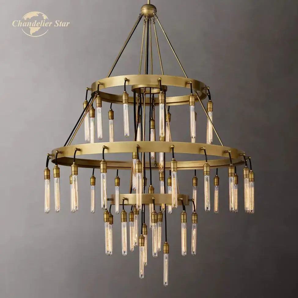 DecorBites™ Axis Black Brass LED Round Chandelier for Living & Dining Room