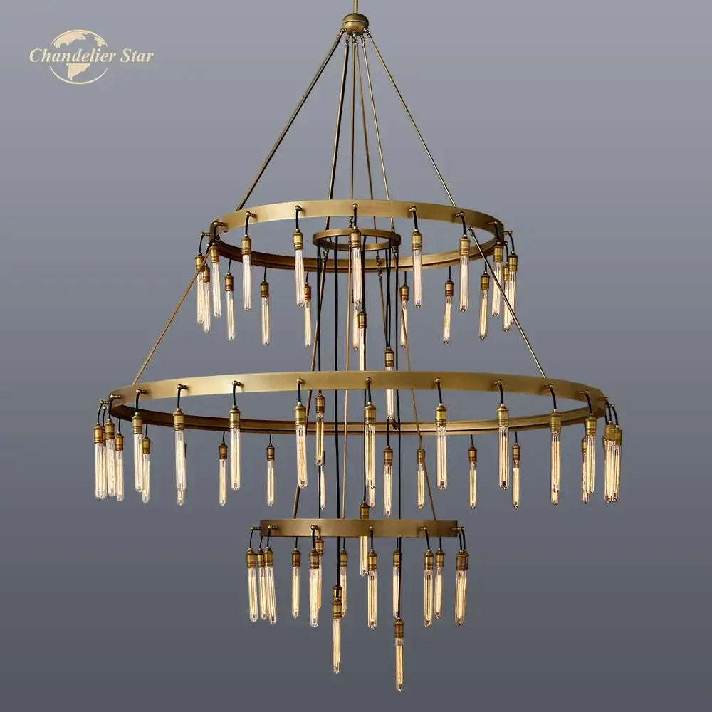 DecorBites™ Axis Black Brass LED Round Chandelier for Living & Dining Room