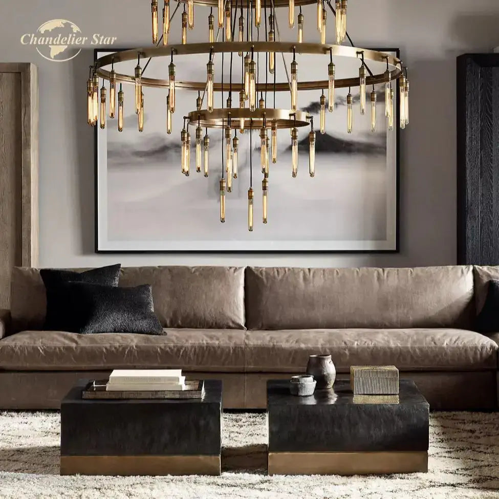 DecorBites™ Axis Black Brass LED Round Chandelier for Living & Dining Room