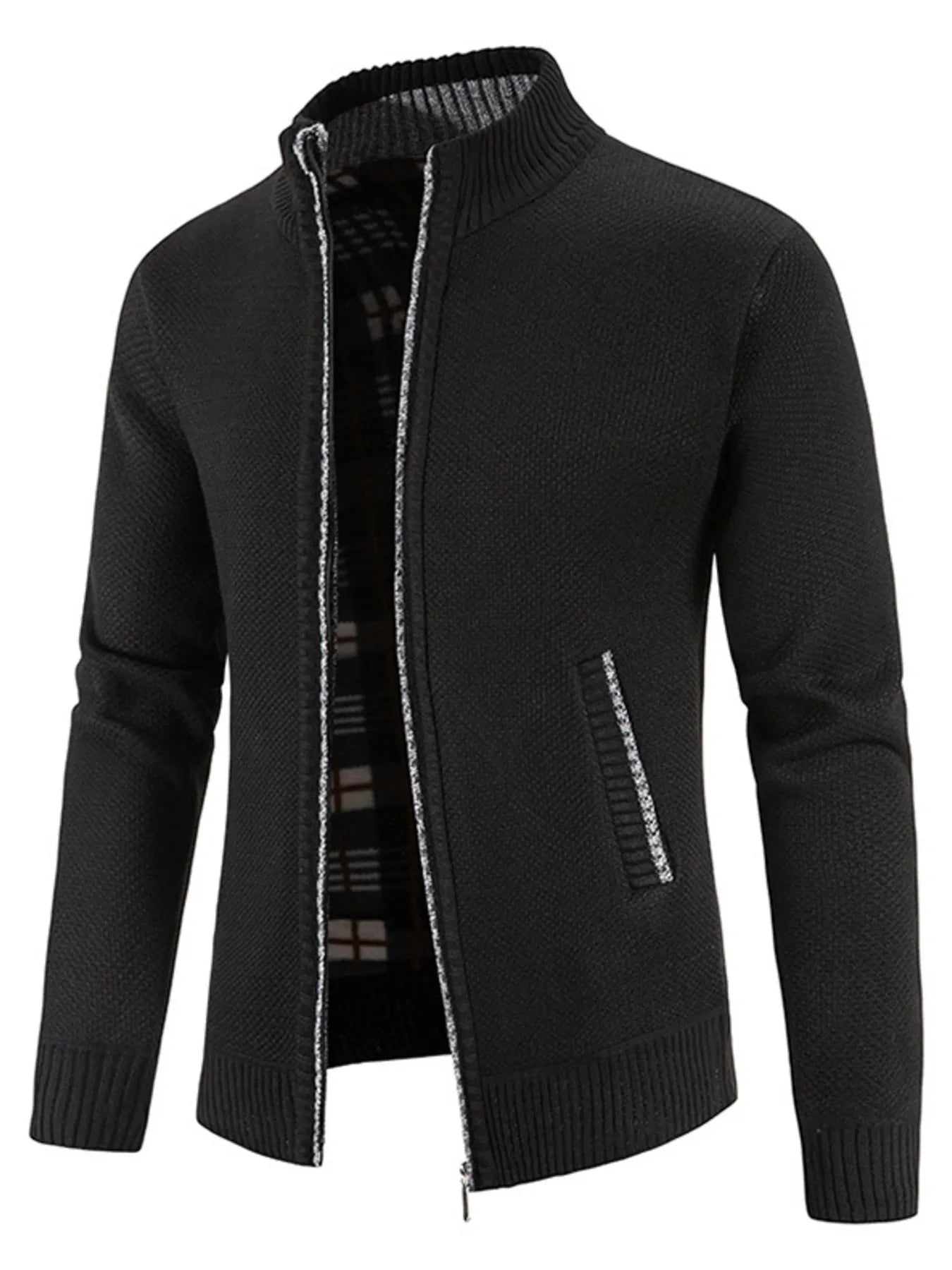 Men's Plus Size Zip-Up Long Sleeve Cardigan