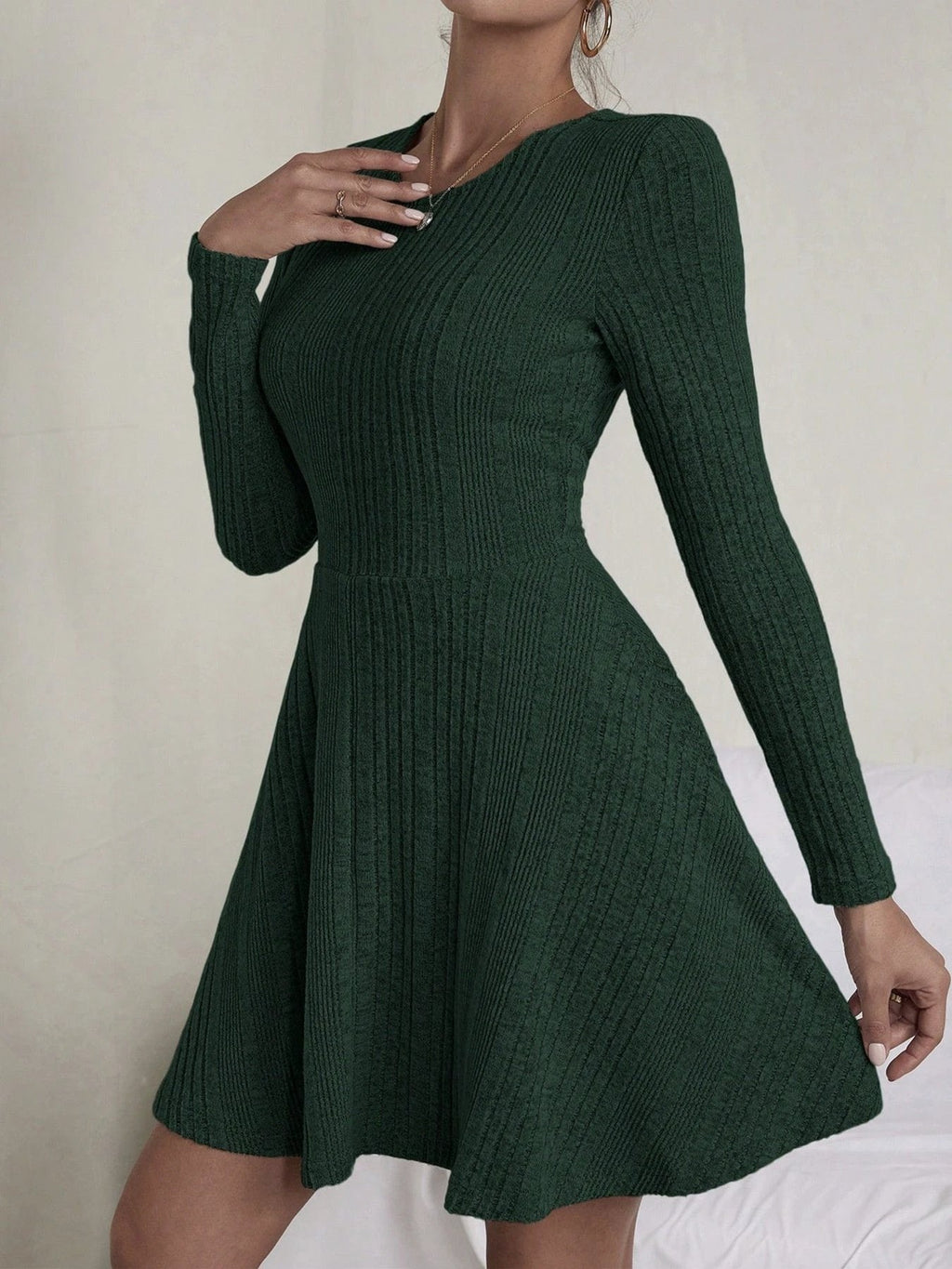 Women's Elegant Rib Knitted Skirt Solid Color