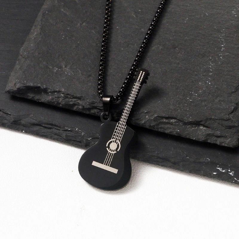Stainless Steel Music Guitar Necklace For Men