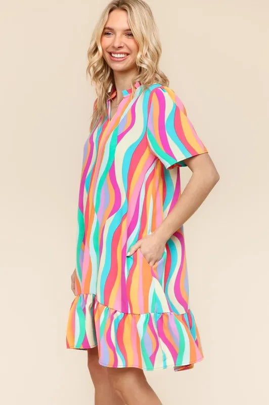 Haptics Tiered Woven Ruffle Hem Dress