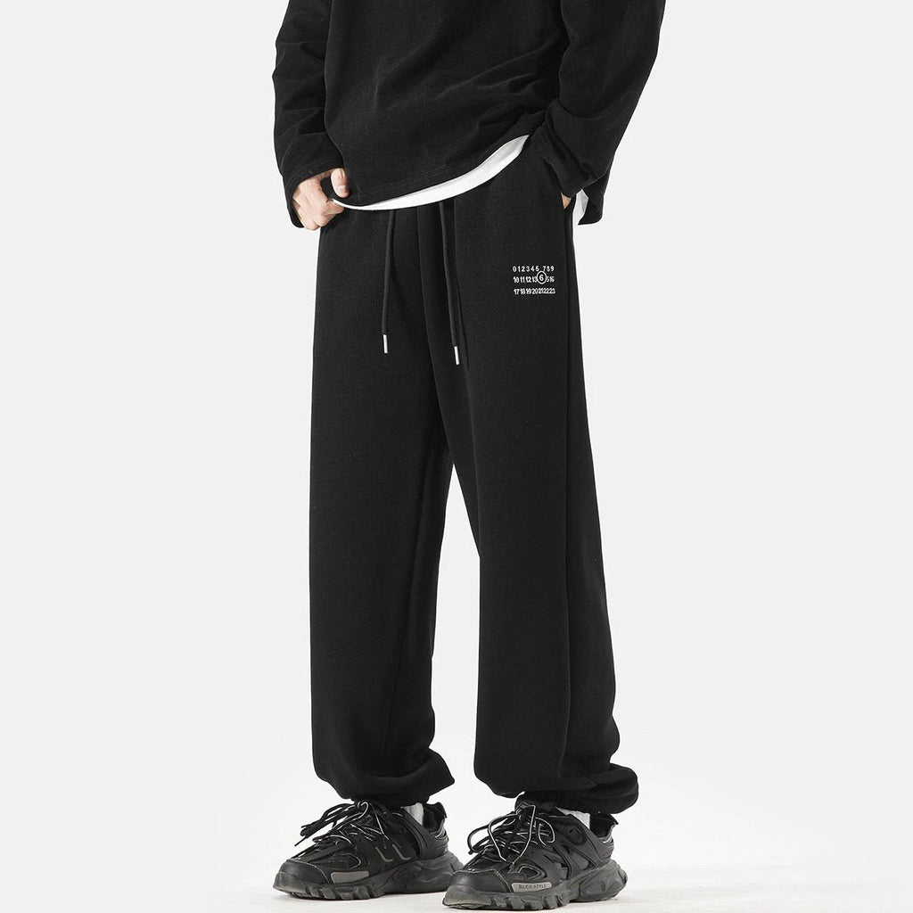 Men's Simple Digital Embroidery Loose Sports Sweatpants