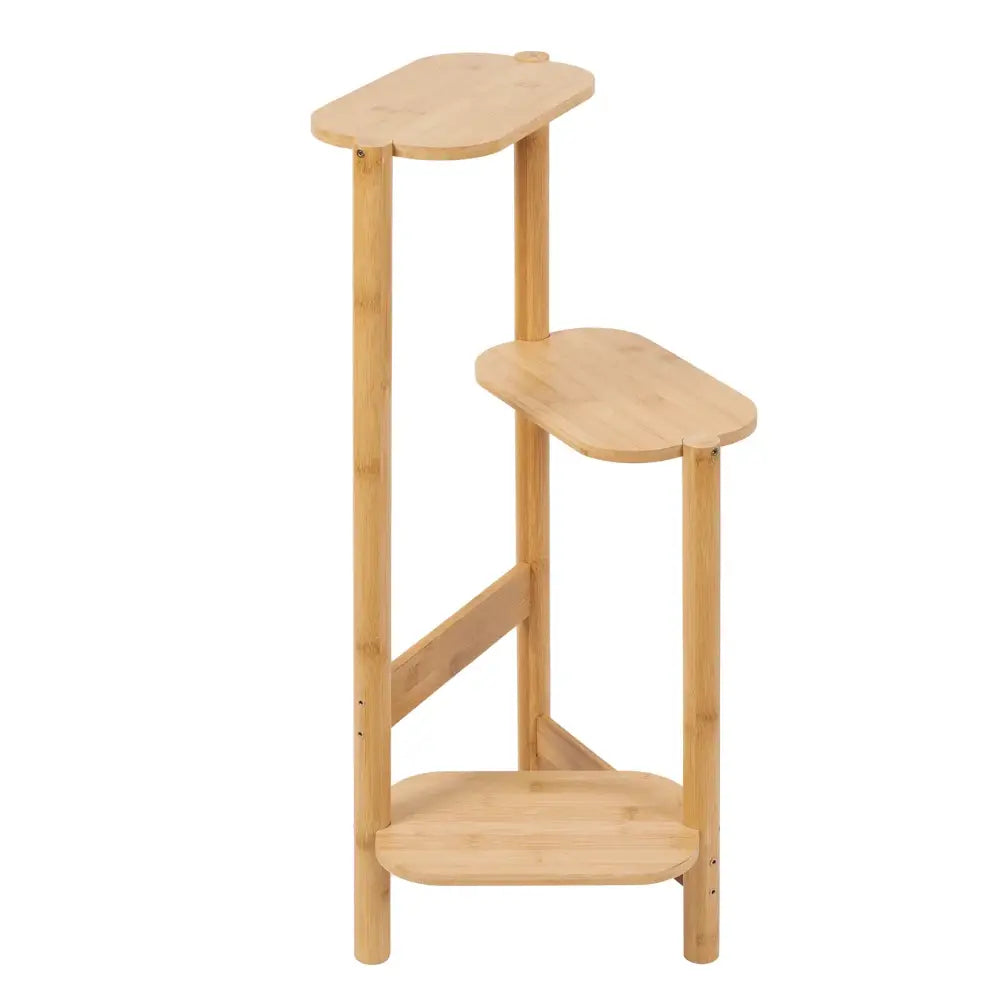 Dark wood bamboo corner plant stand living room 3 tier shelf