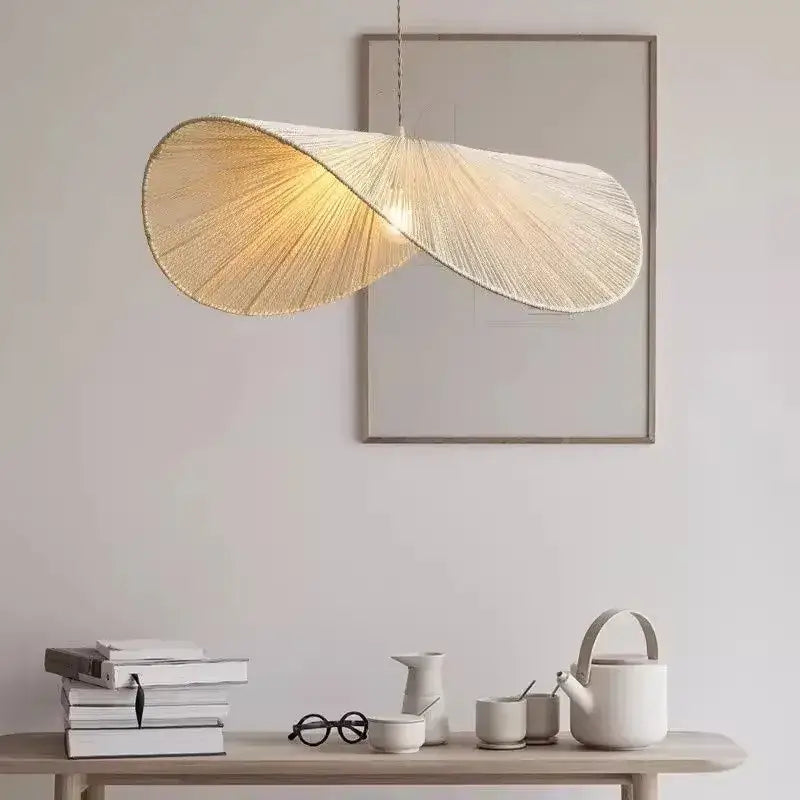 Bamboo wabi sabi woven rattan pendant light for dining room