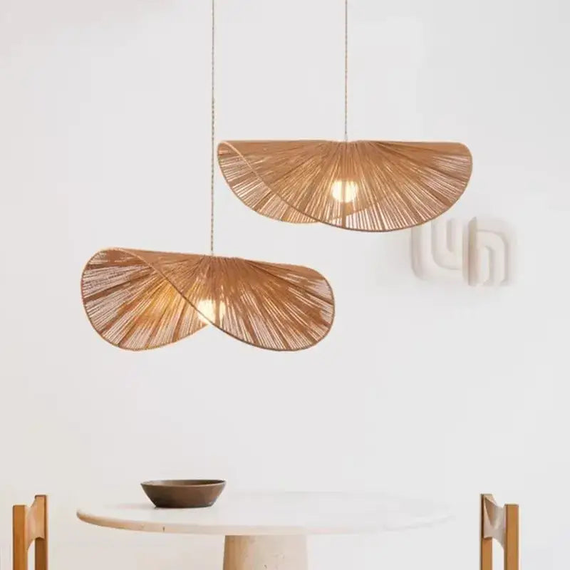 Bamboo wabi sabi woven rattan pendant light for dining room