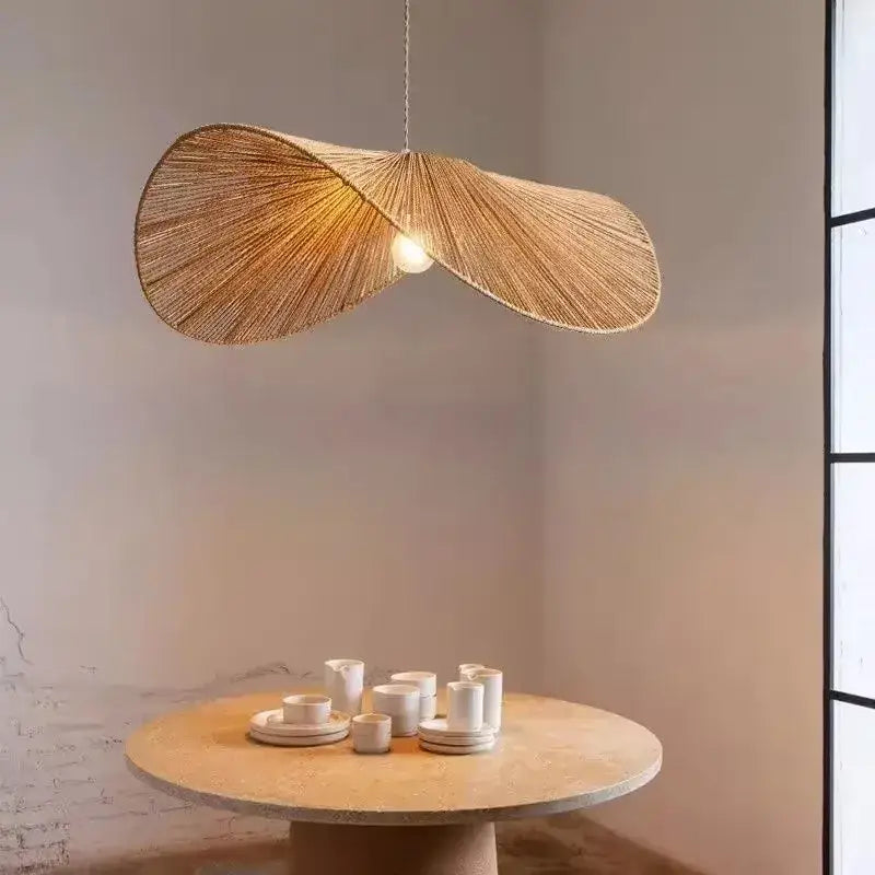 Bamboo wabi sabi woven rattan pendant light for dining room