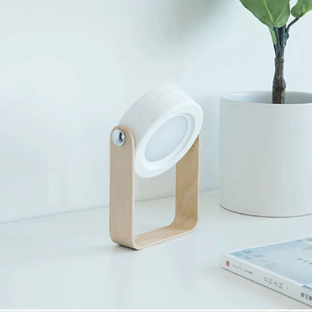 Minimalist white & wood led wall sconce lantern bedroom light