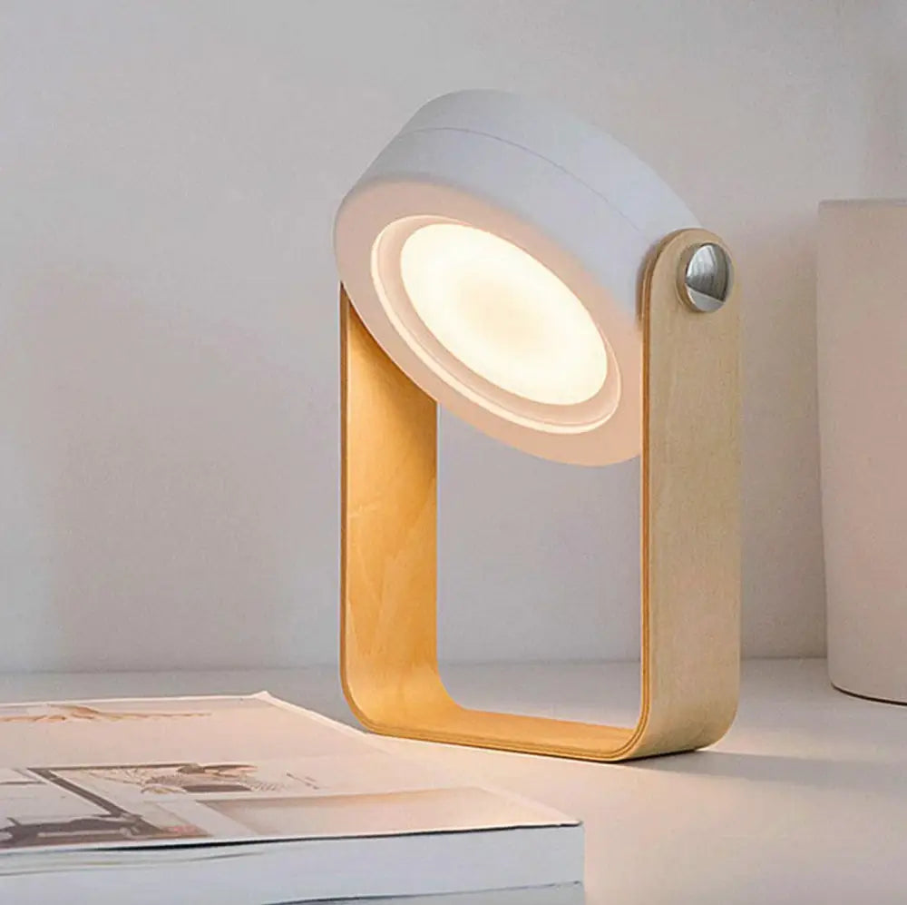 Minimalist white & wood led wall sconce lantern bedroom light