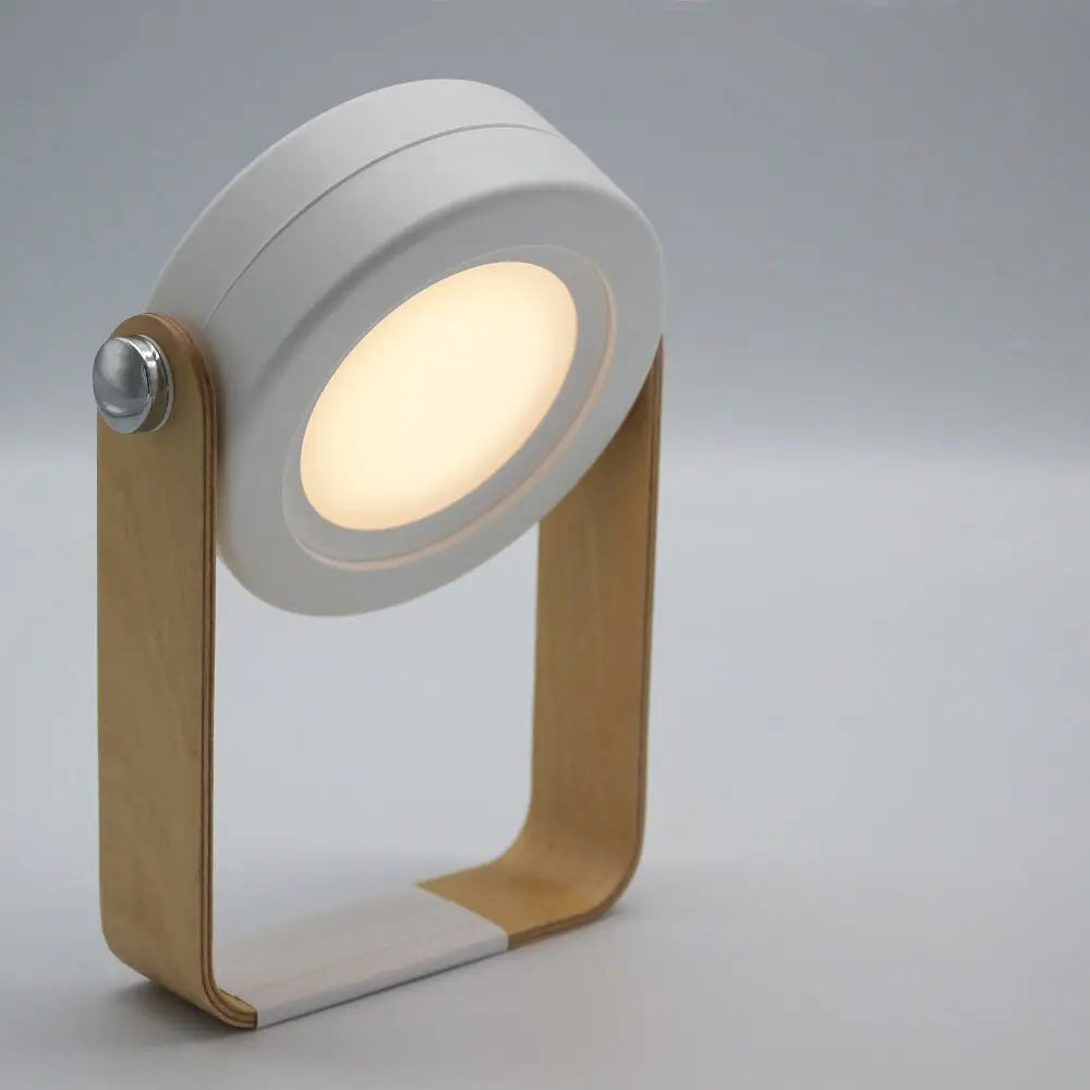 Minimalist white & wood led wall sconce lantern bedroom light