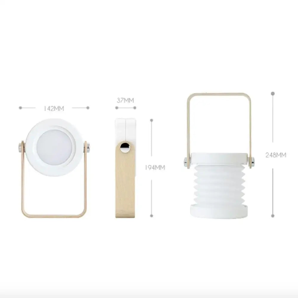 Minimalist white & wood led wall sconce lantern bedroom light