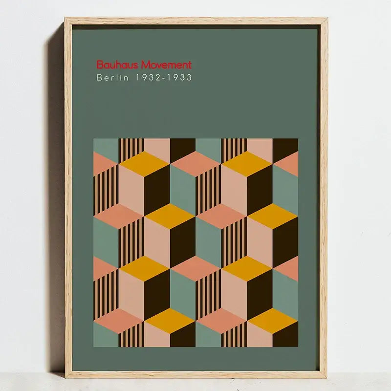 Bauhaus geometric canvas art black & white living room print