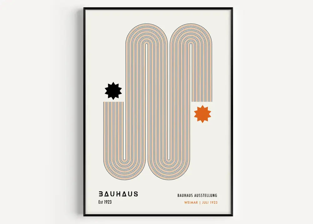 Mid century bauhaus pink & orange geometric art prints living room