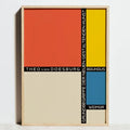 Bauhaus movement geometric orange & blue wall art living room poster