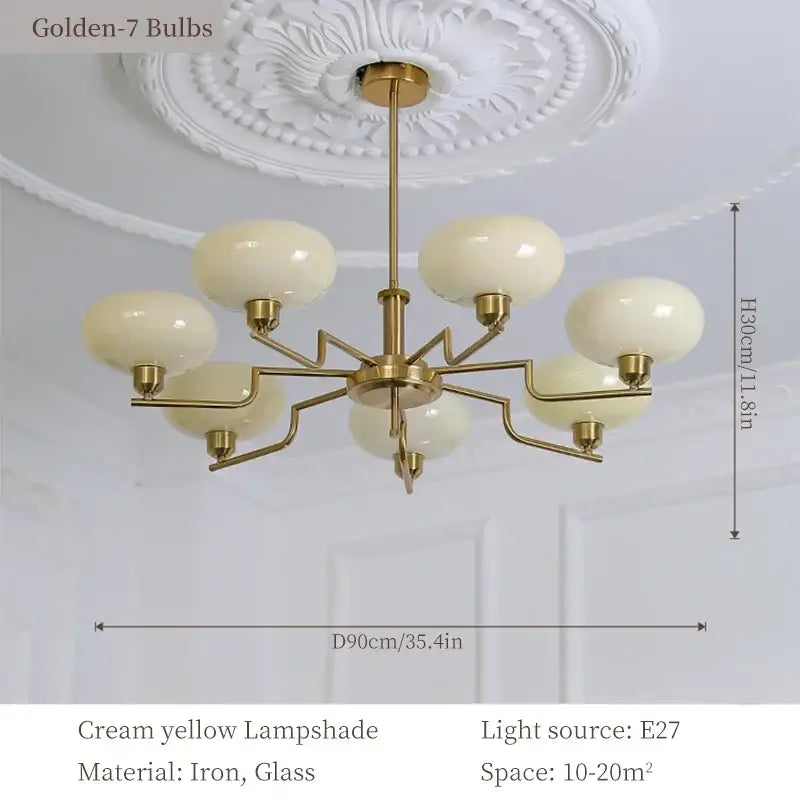 Bauhaus medieval chandelier chrome & frosted glass living room light