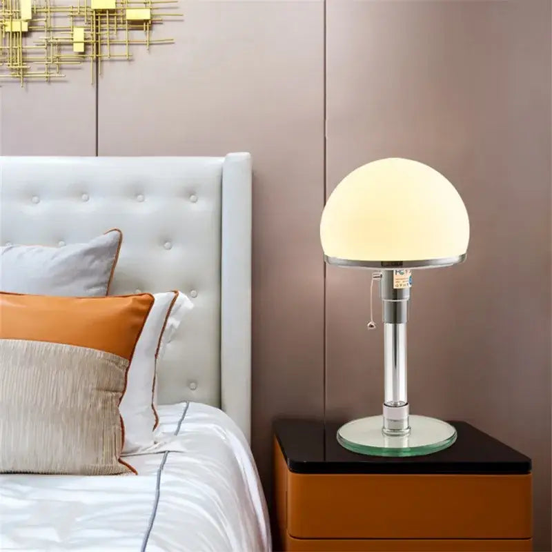 Bauhaus mushroom table lamp milk white glass bedroom lighting