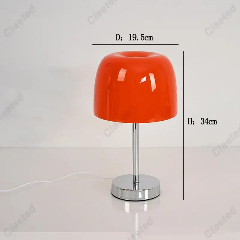 Bauhaus orange glass retro table lamp for bedroom chrome base