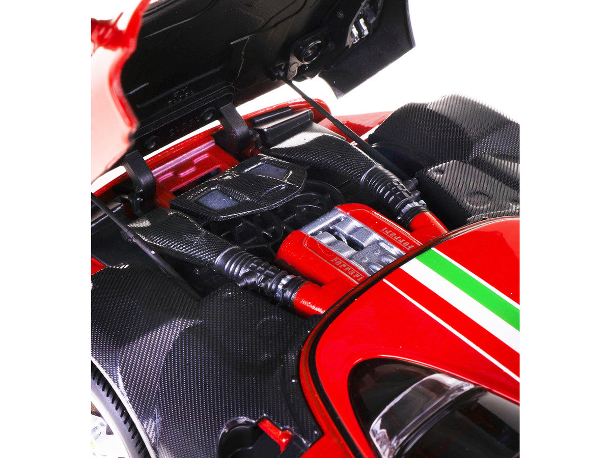 Ferrari Monza SP1 Red with Italian Flag Stripes "Signature Series" 1/18 Diecast Model Car by Bburago