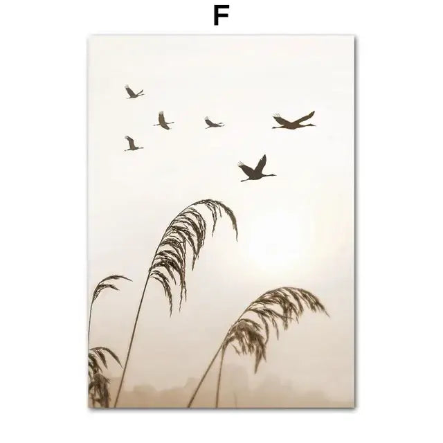 Modern nordic beige adventure wall art bedroom canvas