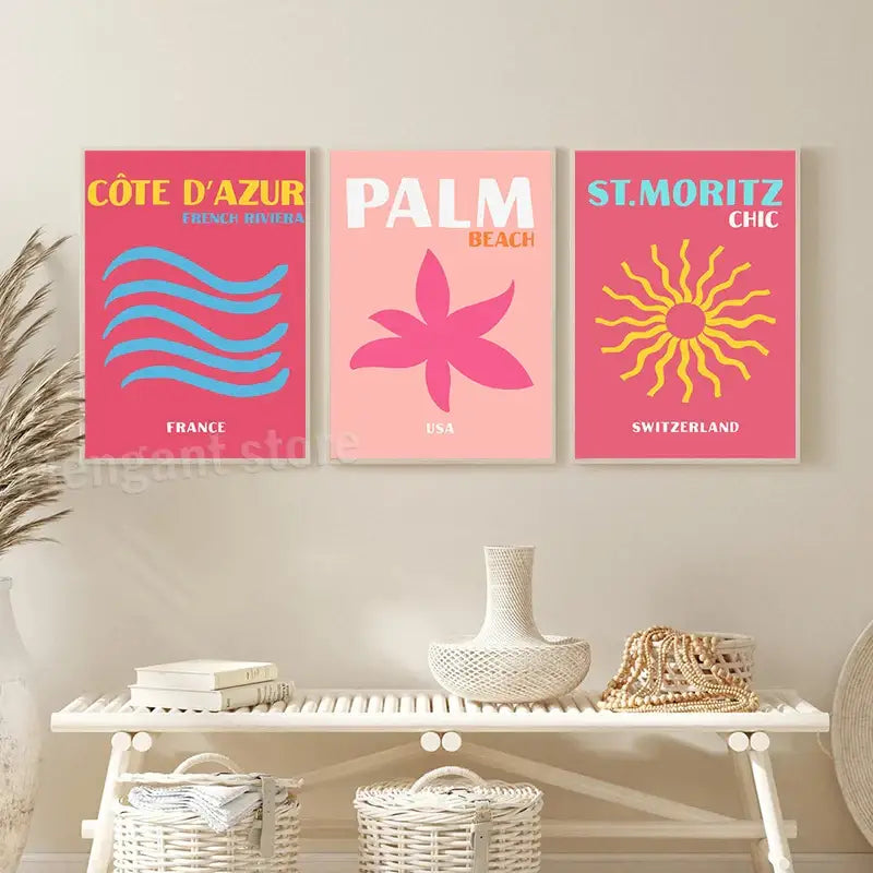 Preppy purple amalfi coast italy travel poster bedroom wall art