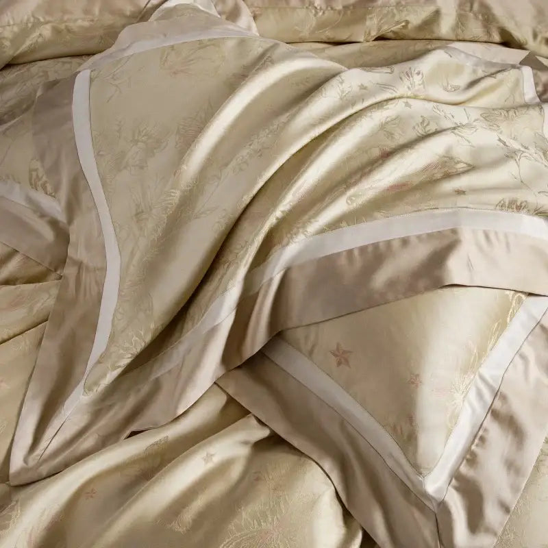 Beige and gold butterfly lyocell cotton bedding set bedroom