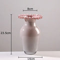 Beige and pink flower edge ceramic vases with tray for living room