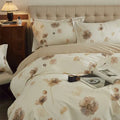 Beige & blush butterfly blooming flowers bedding set bedroom cotton
