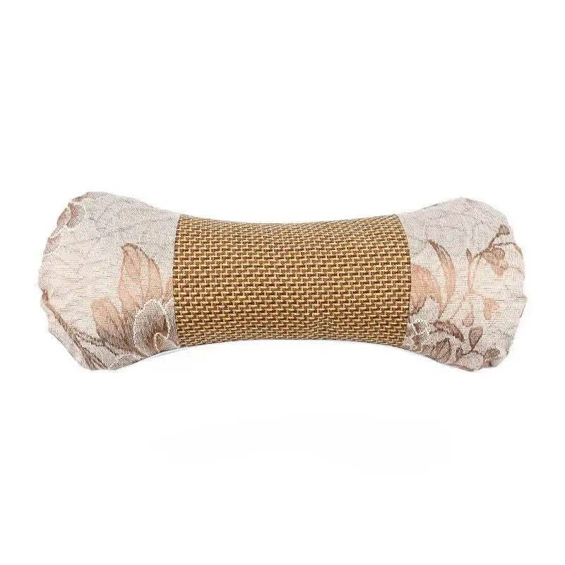 Beige & brown floral woven cooling neck pillow bedroom support