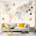 DecorBites™ Cartoon Animals Map Tapestry Wall Hanging for Cute Children's Room Decor