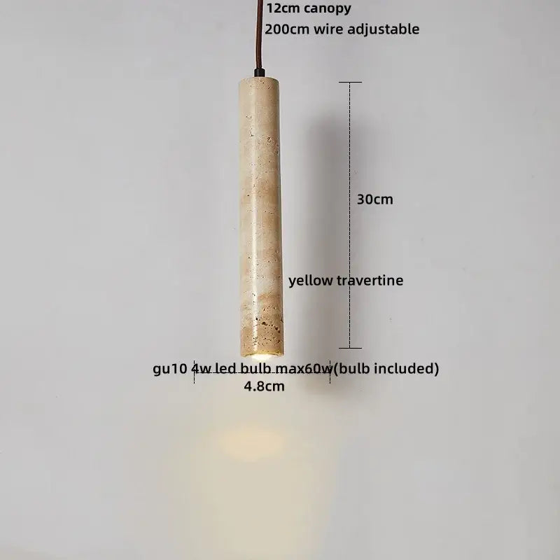 Beige cave stone led pendant light with wood ring for living room