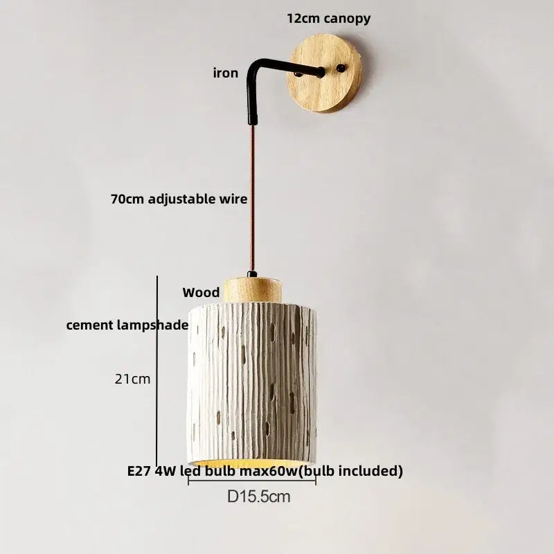 DecorBites™ Cement Shade Wall Sconce Pull Chain Switch LED Light Fixture for Home Decor