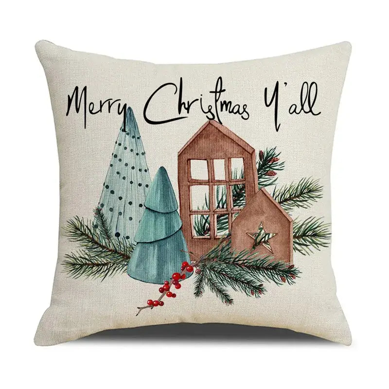 DecorBites™ Cartoon Birds Christmas Pillowcase 45X45cm - Linen Sofa Cushion Cover