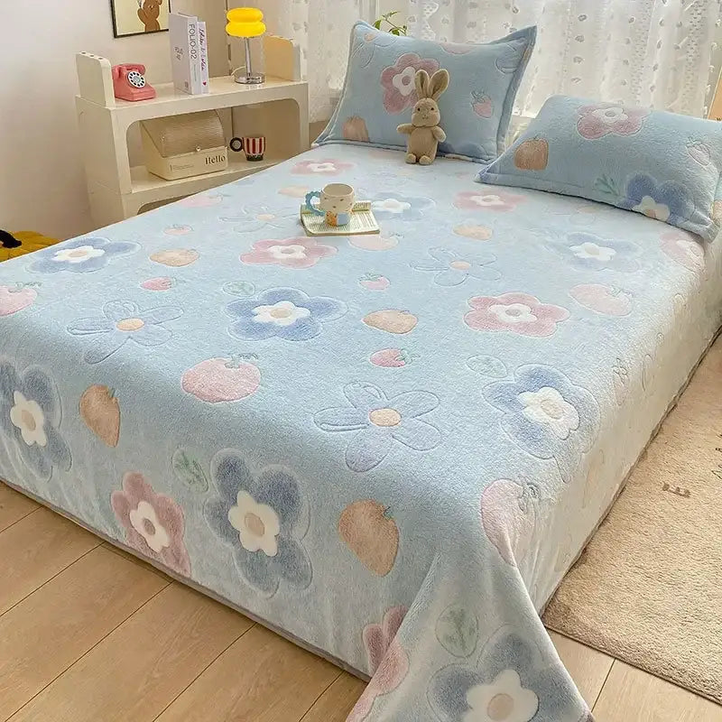 DecorBites™ Cartoon Flannel Blanket: Cozy All-Season Sofa Cover & Bed Sheet