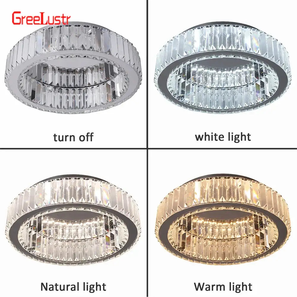 Big crystal round led dimmable chandelier for living room