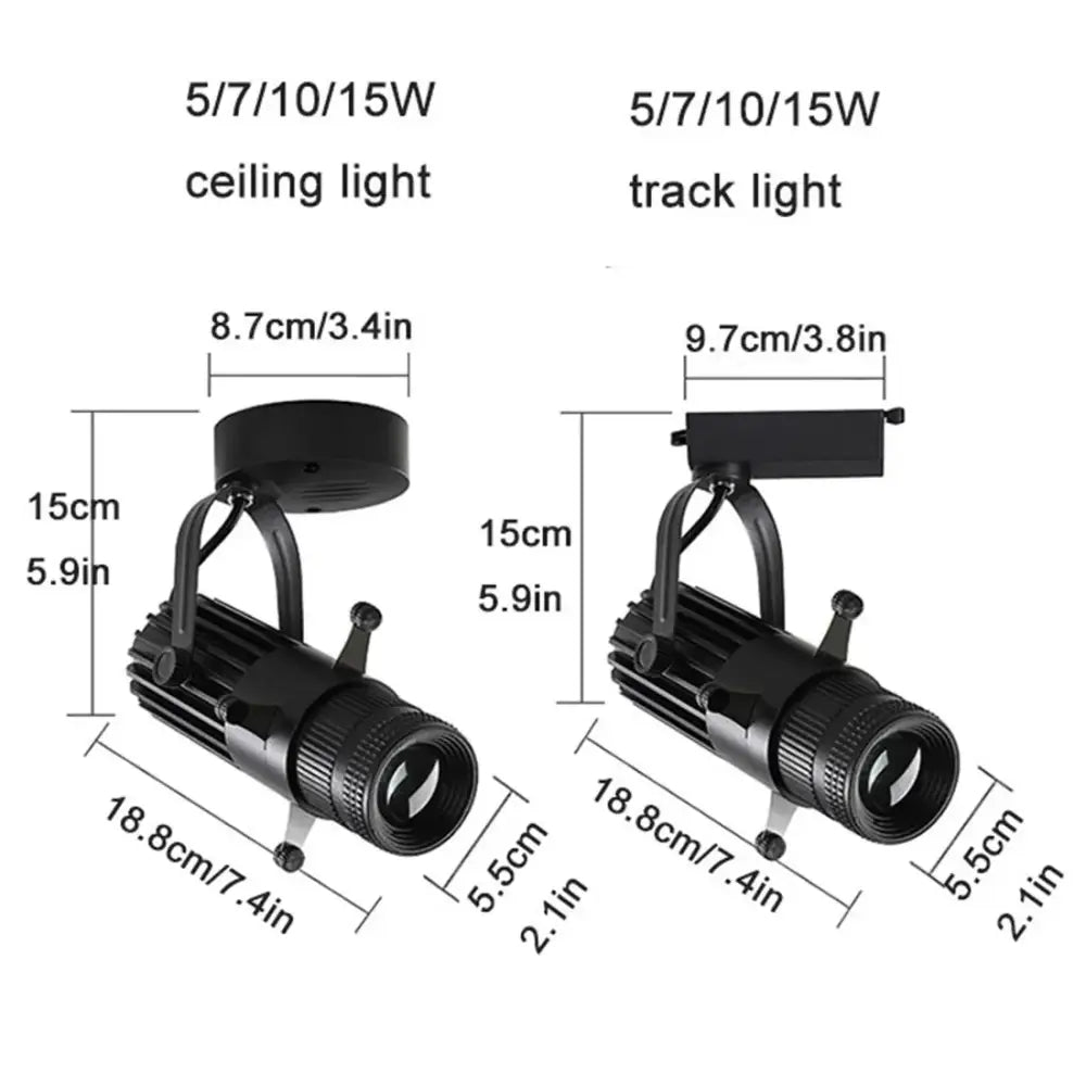 Black adjustable aperture led spotlight commercial track light