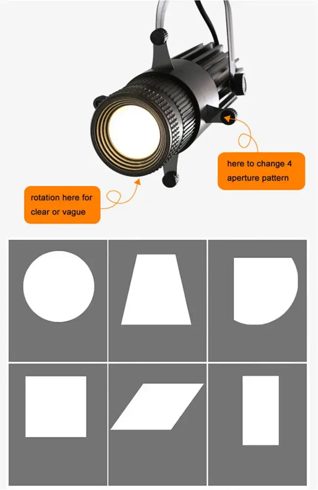 Black adjustable aperture led spotlight commercial track light