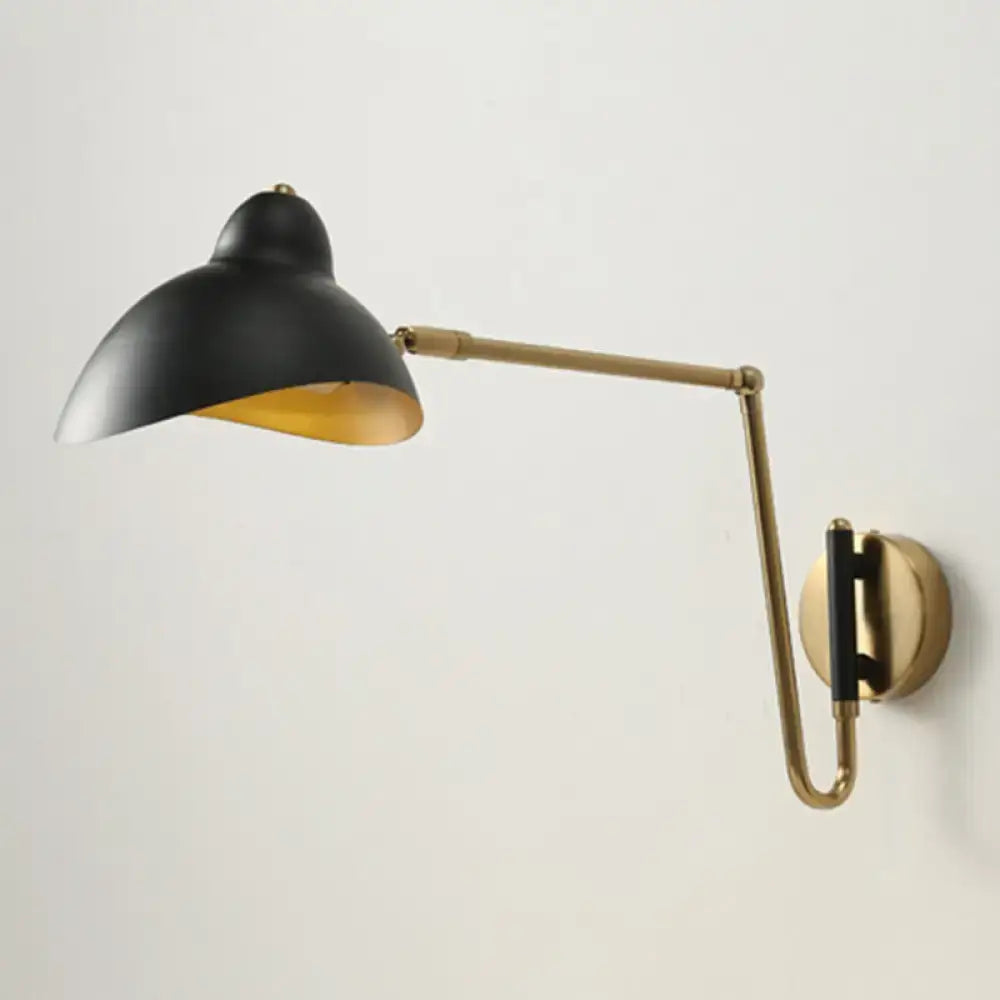 Black and brass duckbill reading light adjustable joint bedroom sconce