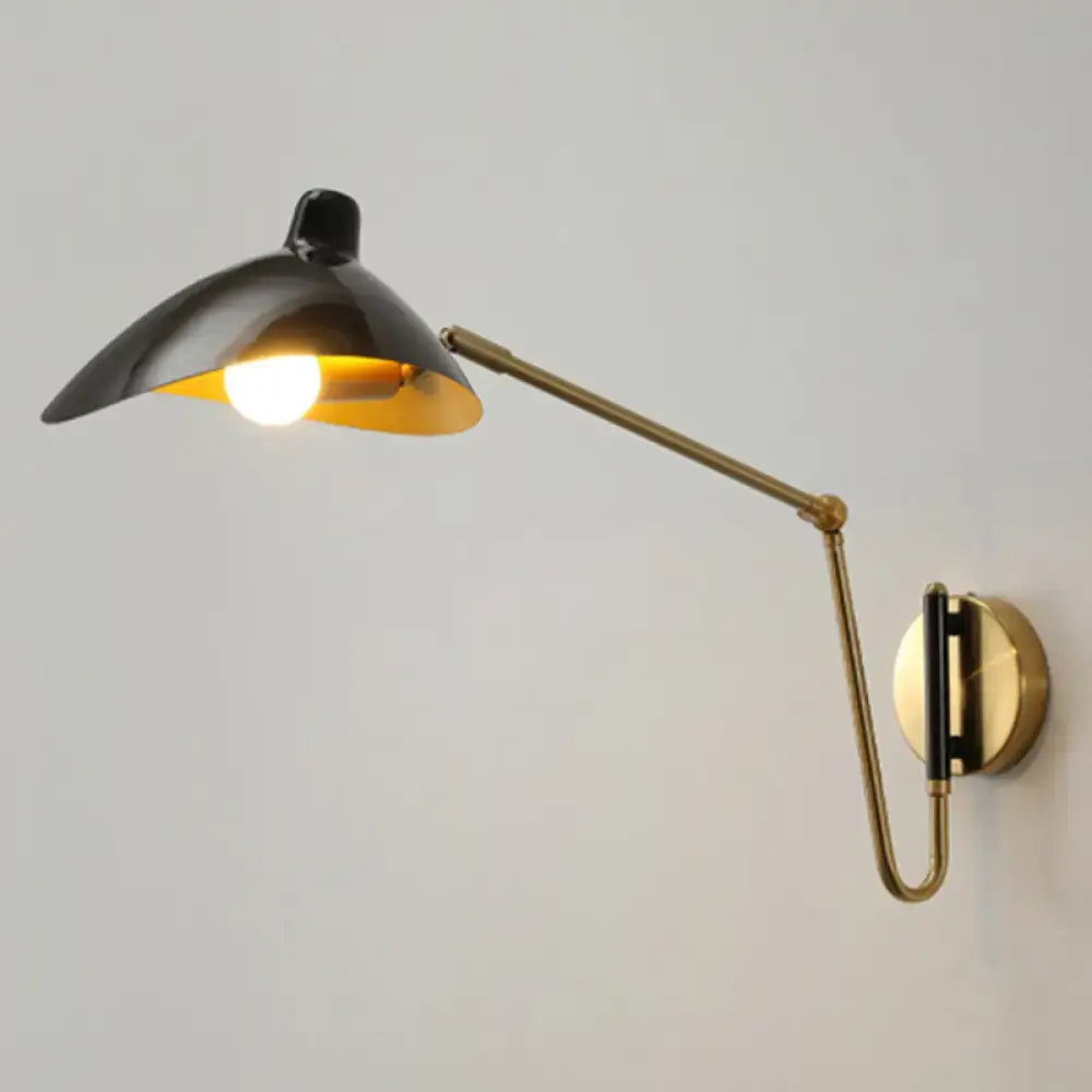 Black and brass duckbill reading light adjustable joint bedroom sconce
