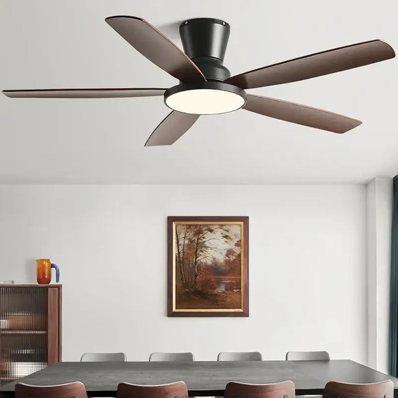 Black and dark wood ceiling fan light with remote living room